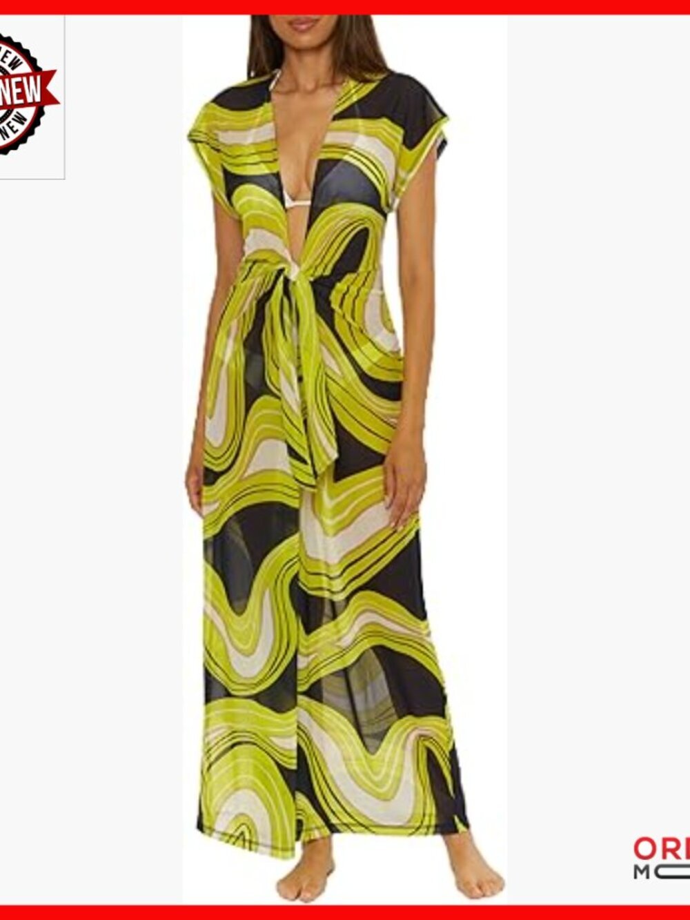 Cotton Maxi Dress with Open Back Pom Pom Ties, Beach Cover Up